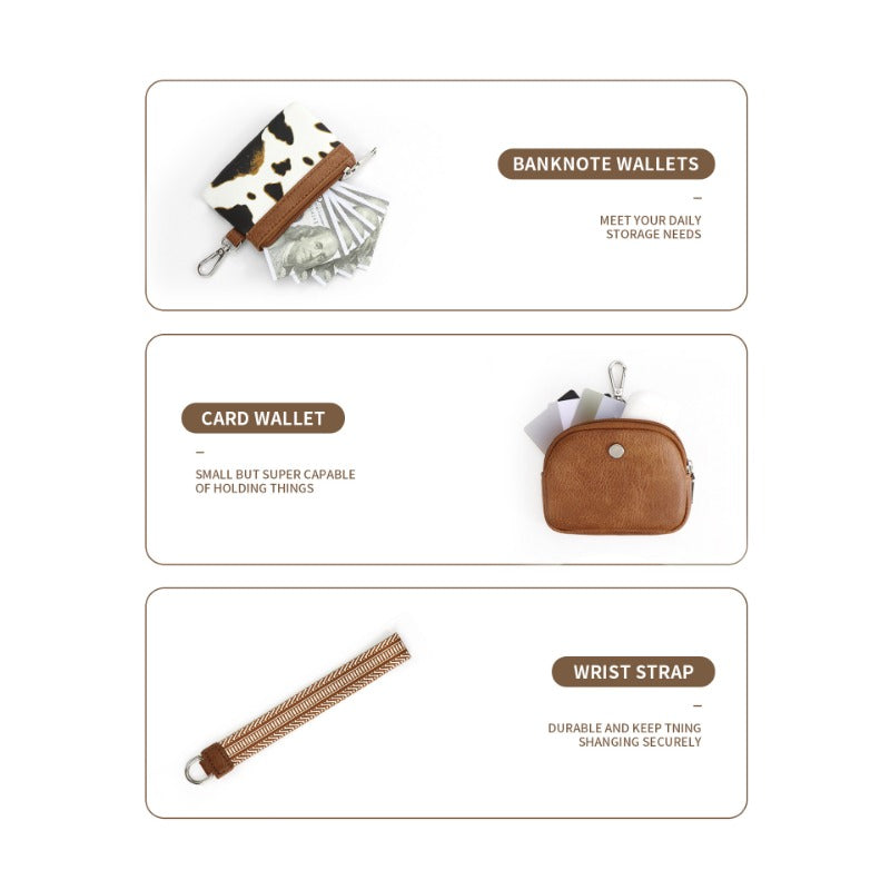 Wholesale Multifunctional Fashion Women's Wristlet Portable Simple Bank Card Mini Cow PU Wallet